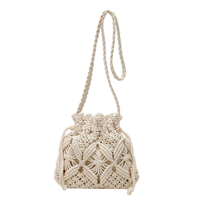 Woven Raffia Crossbody Bag for Women – Boho Knit Beach Purse