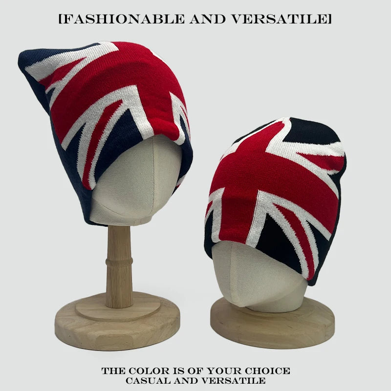 Union Jack Jacquard Beanie Hat – Unisex Streetwear Knit Cap