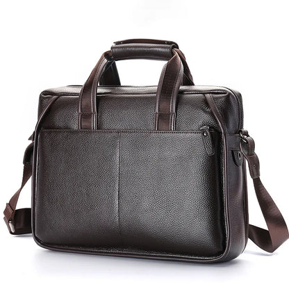 Genuine Leather Men's Briefcase Messenger Laptop Bag