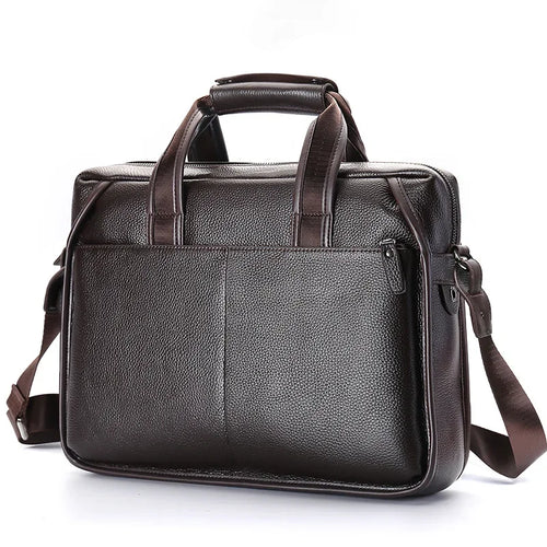 Genuine Leather Men's Briefcase Messenger Laptop Bag