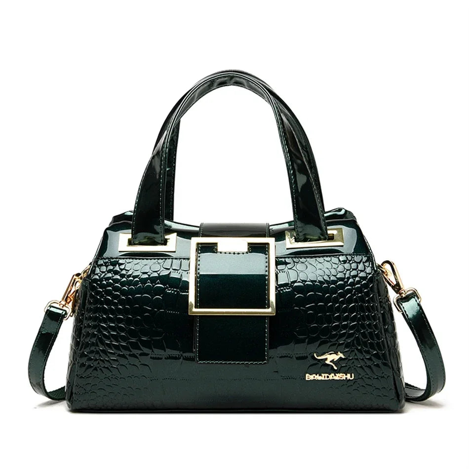 Luxury Patent Leather Tote Bag with Gold Hardware