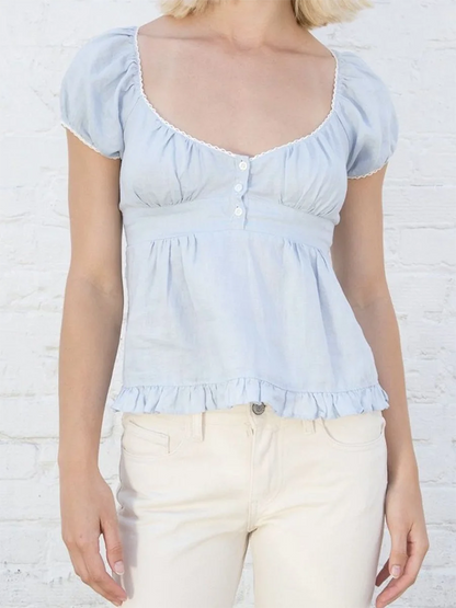 Y2K Lace Patchwork Babydoll Crop Top – Women's Fairy Grunge Tee