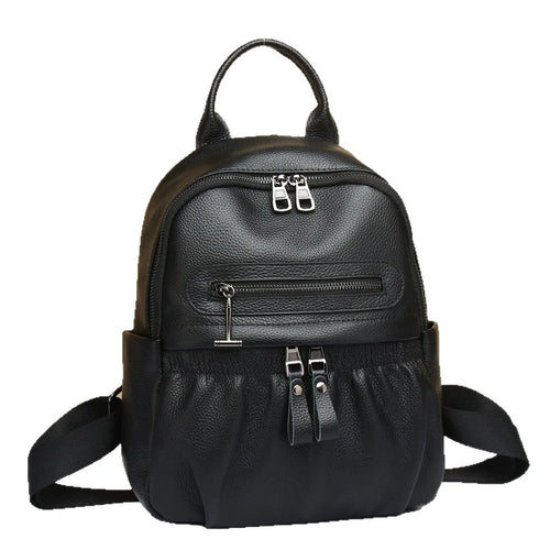 Genuine Leather Women's Mini Backpack – Compact Daily Bag
