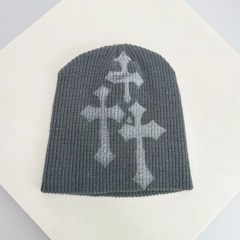 Gothic Knit Beanie – Y2K Dark Aesthetic Winter Hat