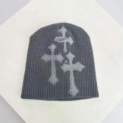 Gothic Knit Beanie – Y2K Dark Aesthetic Winter Hat