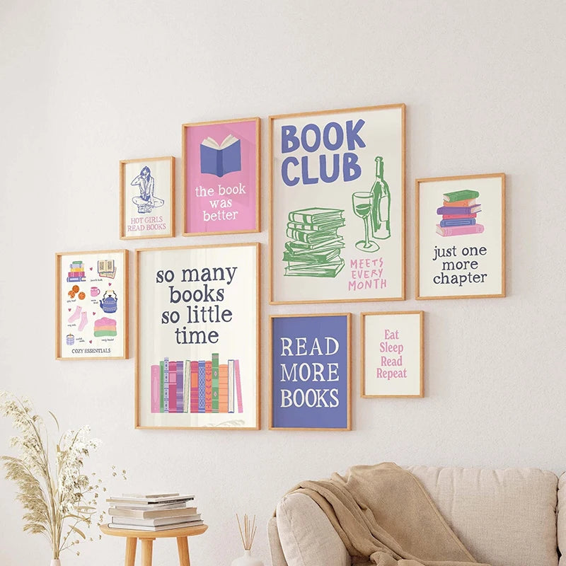 Book Club Wall Art Poster – Retro Reading Print for Book Lovers