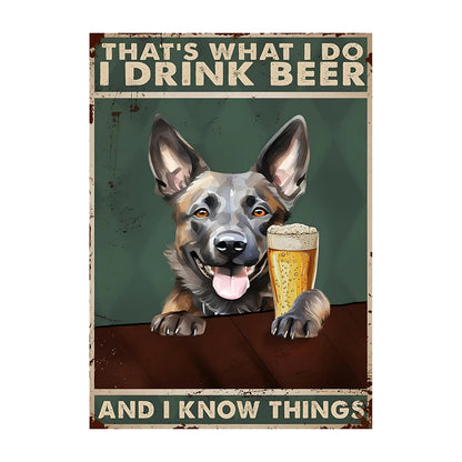 Funny Dog Beer Poster – That's What I Do I Drink Beer Wall Art