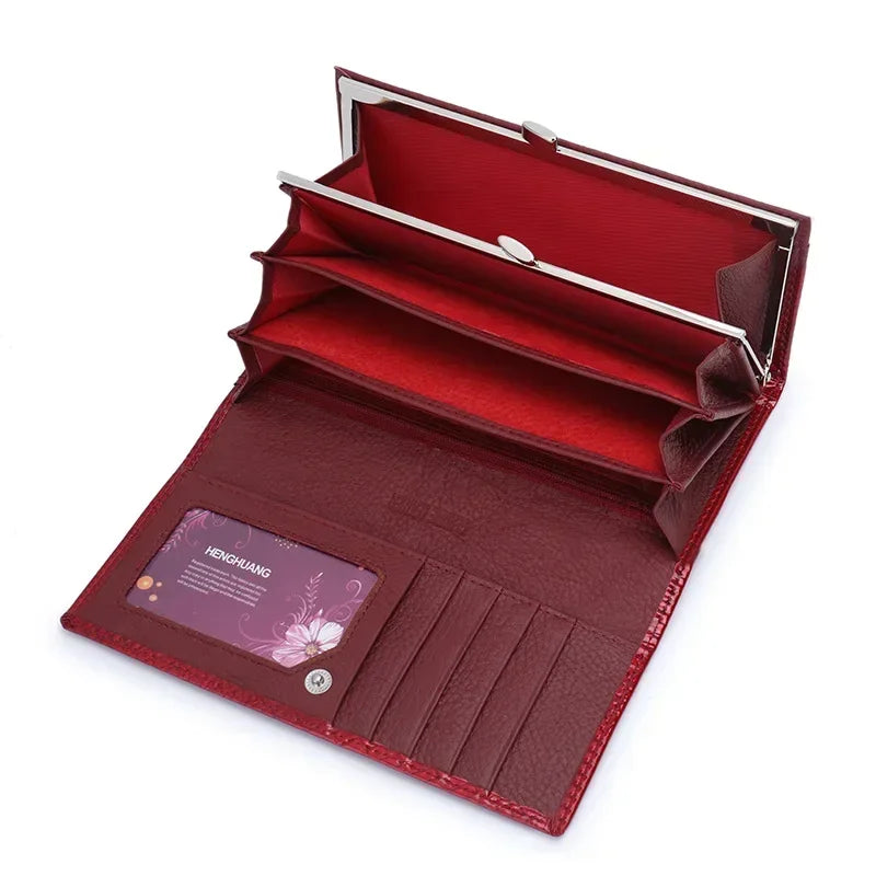 Alligator Pattern Genuine Leather Women's Long Wallet Clutch
