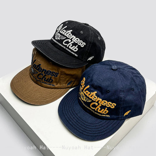 Lateness Club Embroidered Retro Baseball Cap – Vintage Street Style Hat