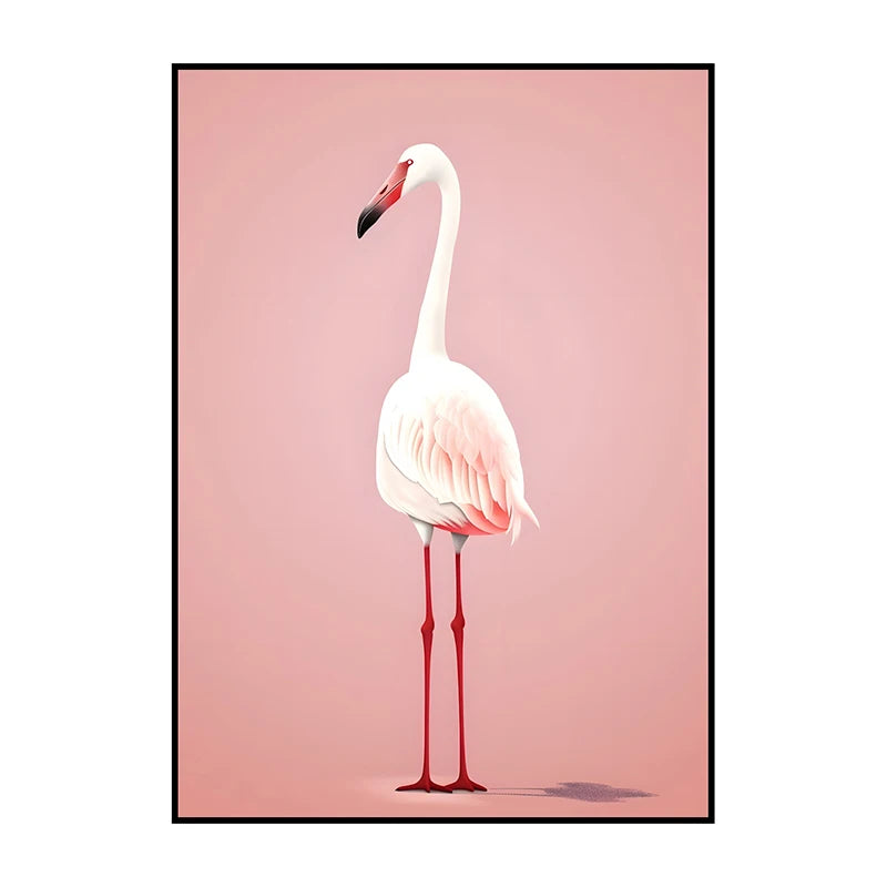 Flamingo on Roller Skates Wall Art Poster – Minimalist Print