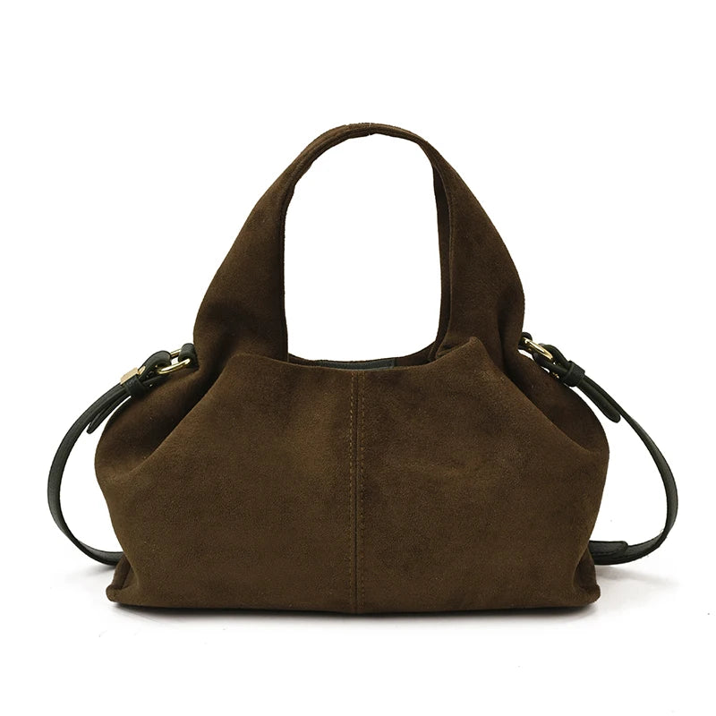 Designer Frosted Mini Handbag Luxury Women's Faux Suede Top-Handle Bags