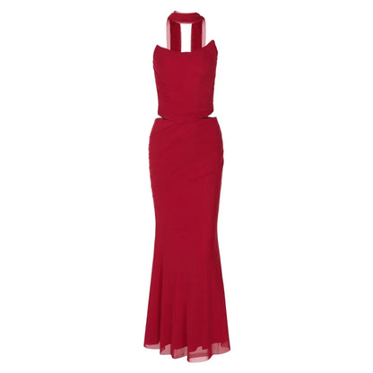 Strapless Bodycon Maxi Dress 2-Piece Set – Formal Wedding Gown