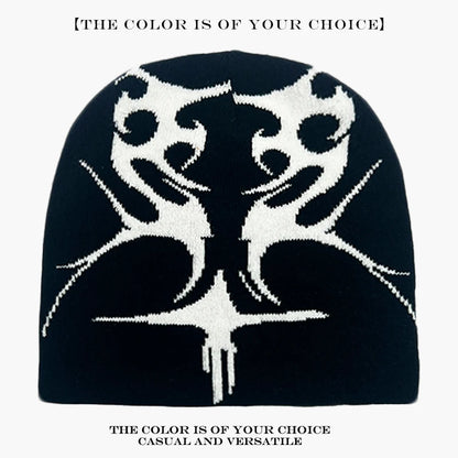 Flame Jacquard Beanie Hat – Unisex Hip Hop Knit Cap