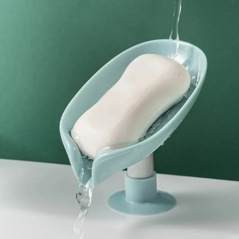 Leaf Soap Holder Suction Cup Drain Tray
