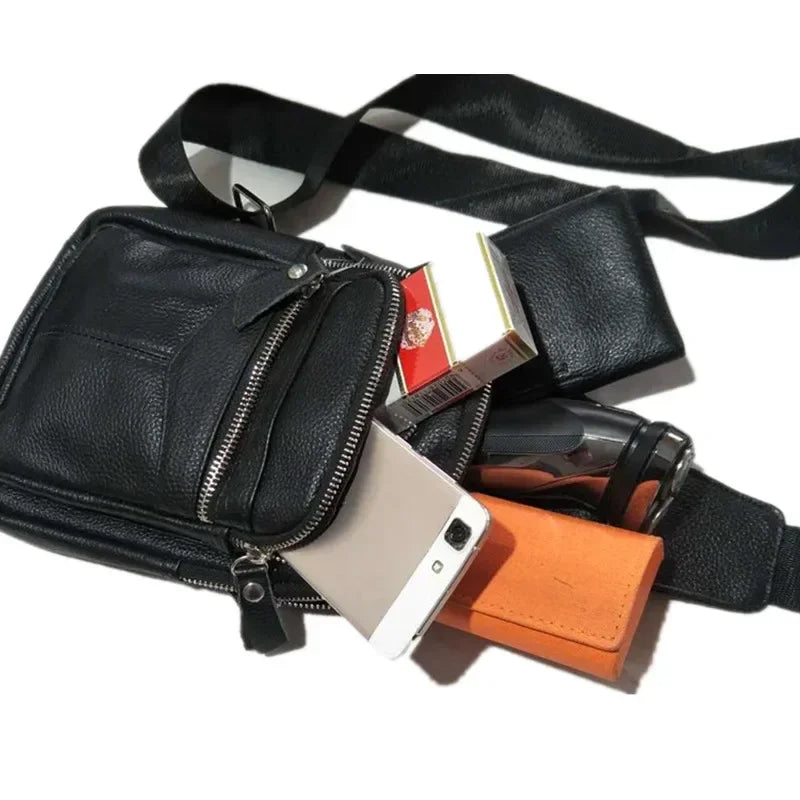 Genuine Leather Men's Sling Bag & Chest Pack