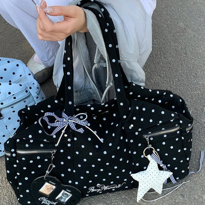 Korean Polka Dot Tote Bag Large Capacity Casual Handbag