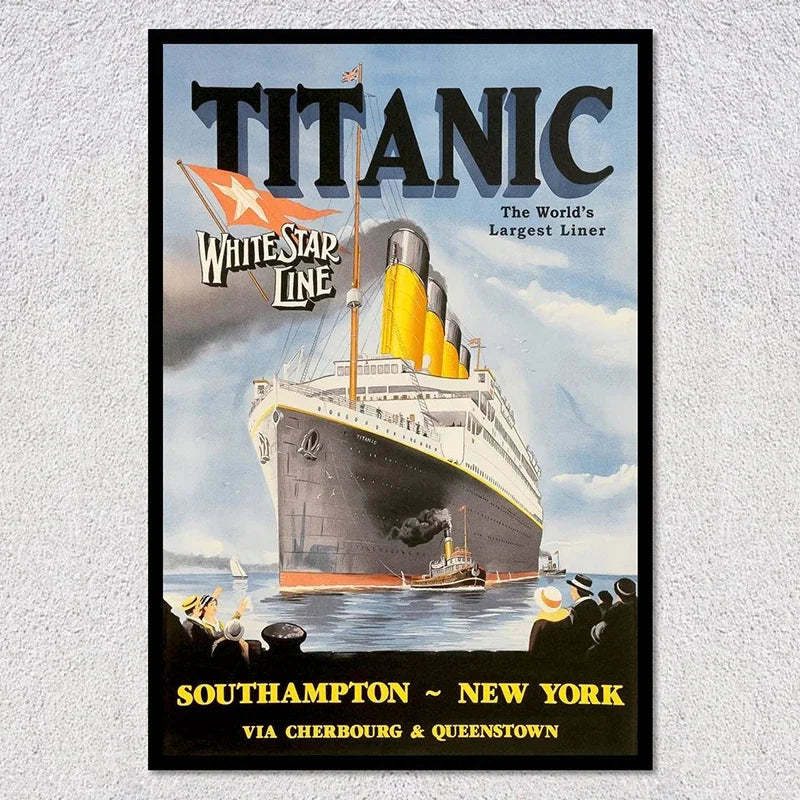 Vintage Travel Ship Poster – Blue Star Line Retro Ocean Liner Wall Art Unframed