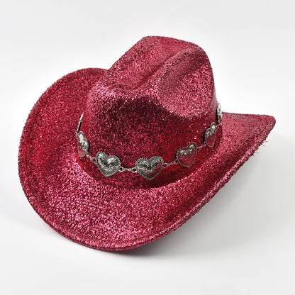 Glitter Cowboy Hat with Rhinestone Chain – Unisex Party Hat
