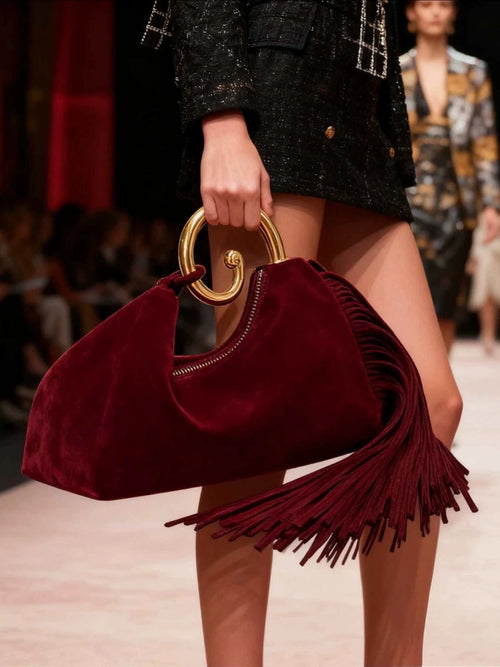 Suede Fringe Tassel Handbag – Women's Luxury Crossbody Purse