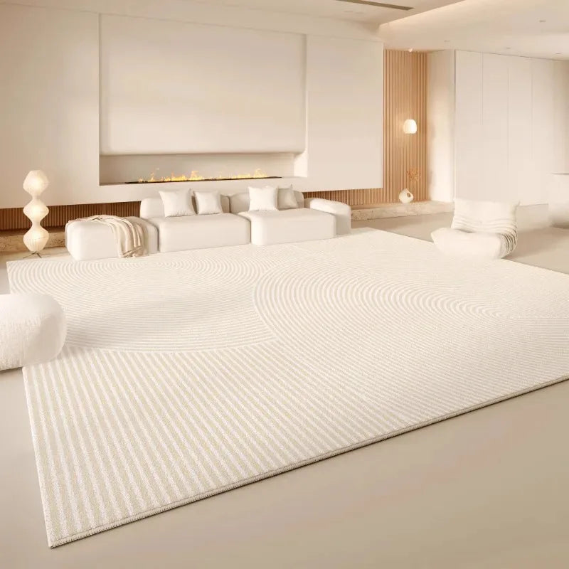 Minimalist Cream Area Rug – Soft Non-Slip Living Room Carpet