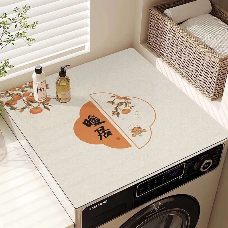 Washing Machine Top Cover Mat – Absorbent Non-Slip Cute Cartoon Pad