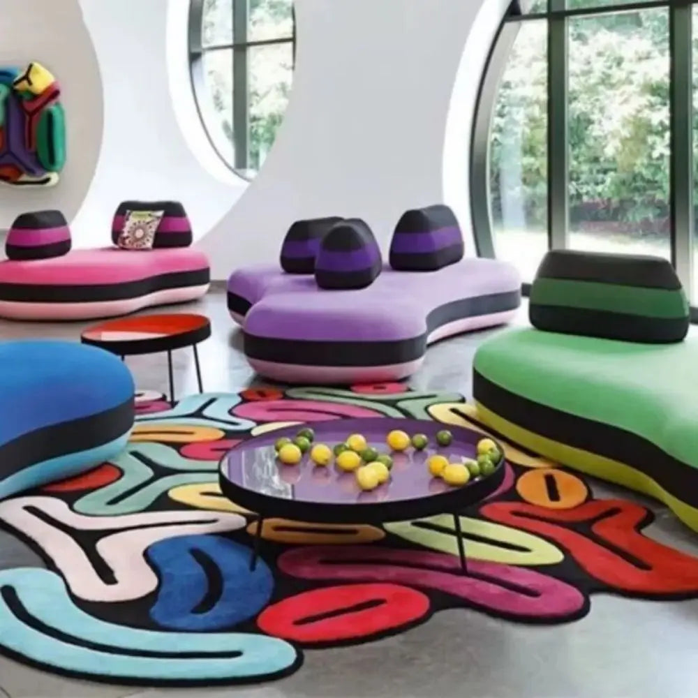 Irregular Art Plush Area Rug – Modern Abstract Non-Slip Carpet