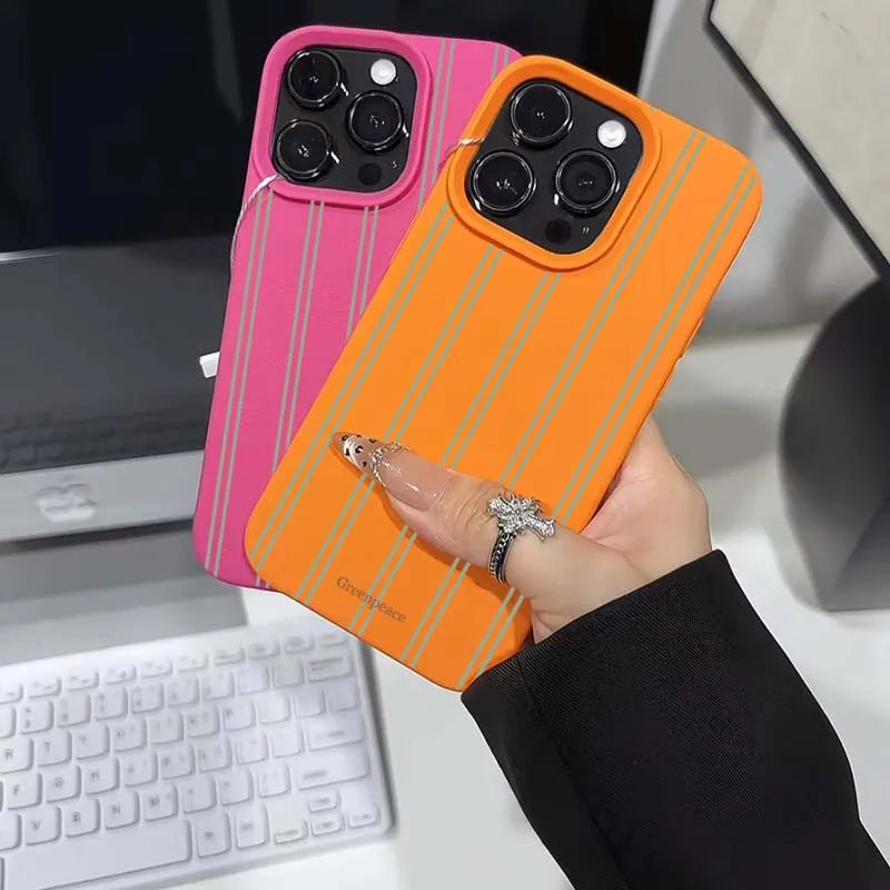 Striped Lichee Pattern iPhone Case – iPhone 11 to 17 Series