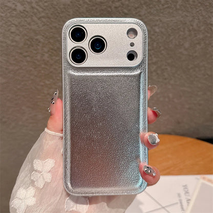 Luxury Lychee Pattern Leather iPhone Case – Shockproof TPU Frame