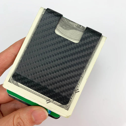 Carbon Fiber RFID Money Clip Wallet – Slim Card Holder for Men