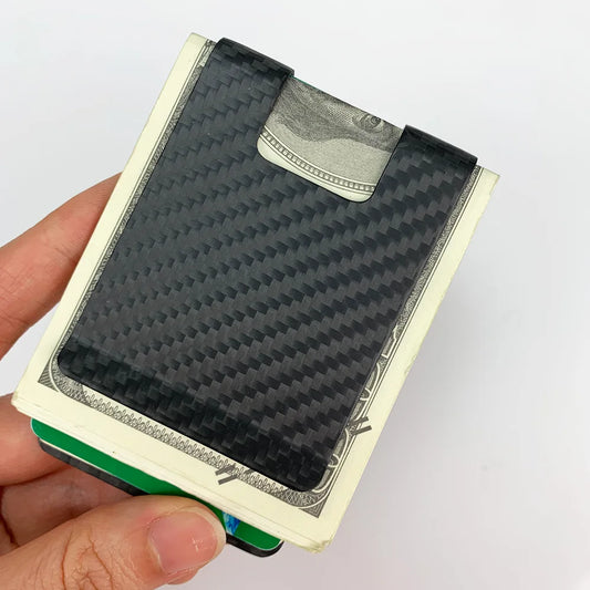 Carbon Fiber RFID Money Clip Wallet – Slim Card Holder for Men