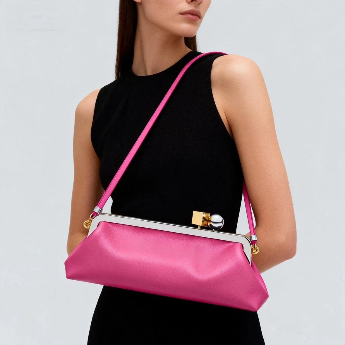Luxury Kiss Lock Clutch Bag for Women – Elegant Long Purse