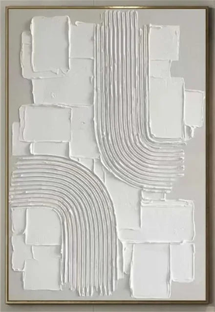 White Abstract Textured Canvas Poster – Minimalist Wabi-Sabi Wall Art