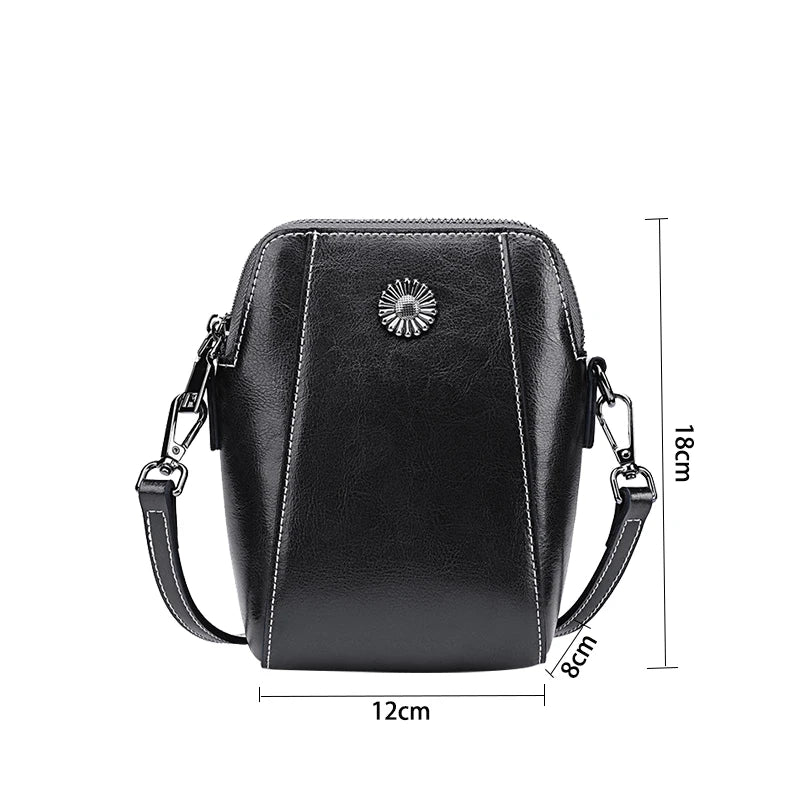 Genuine Leather Crossbody Phone Bag – Oil Wax Cowhide