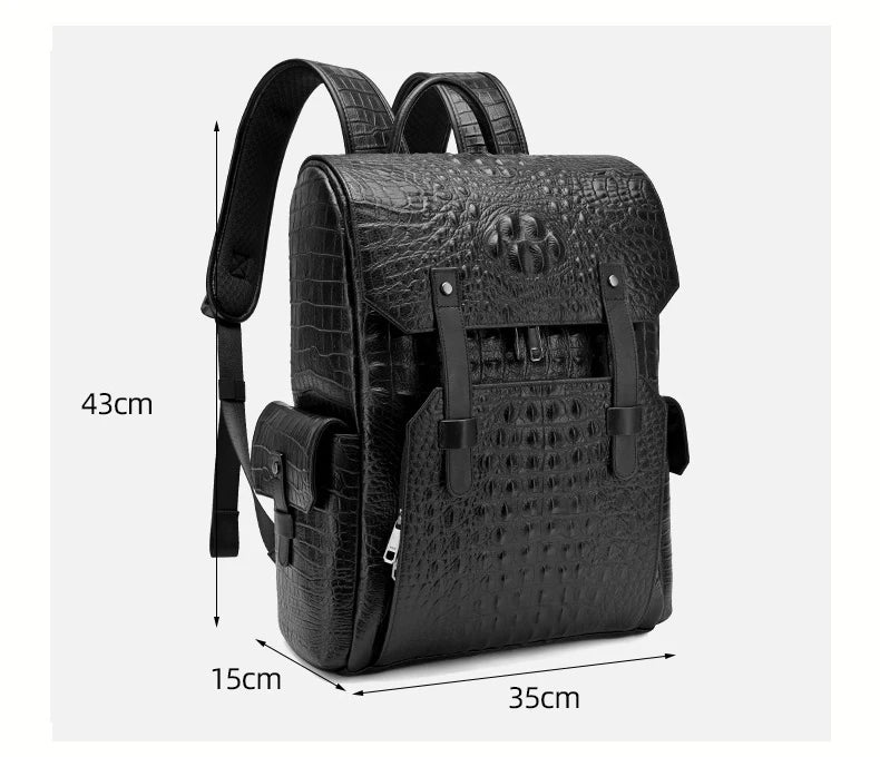 Genuine Leather Alligator Backpack for Men – 16 Inch Business Bag