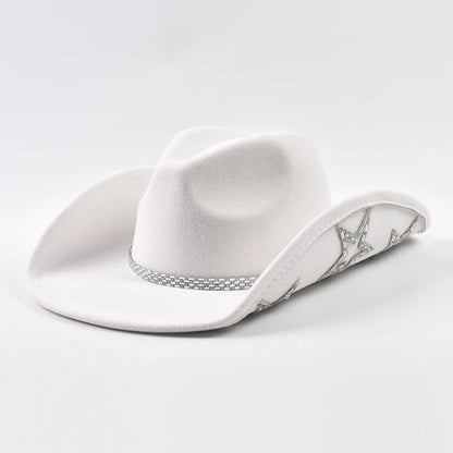 Rhinestone Star Cowgirl Hat – Wide Brim Western Cowboy Hat for Women