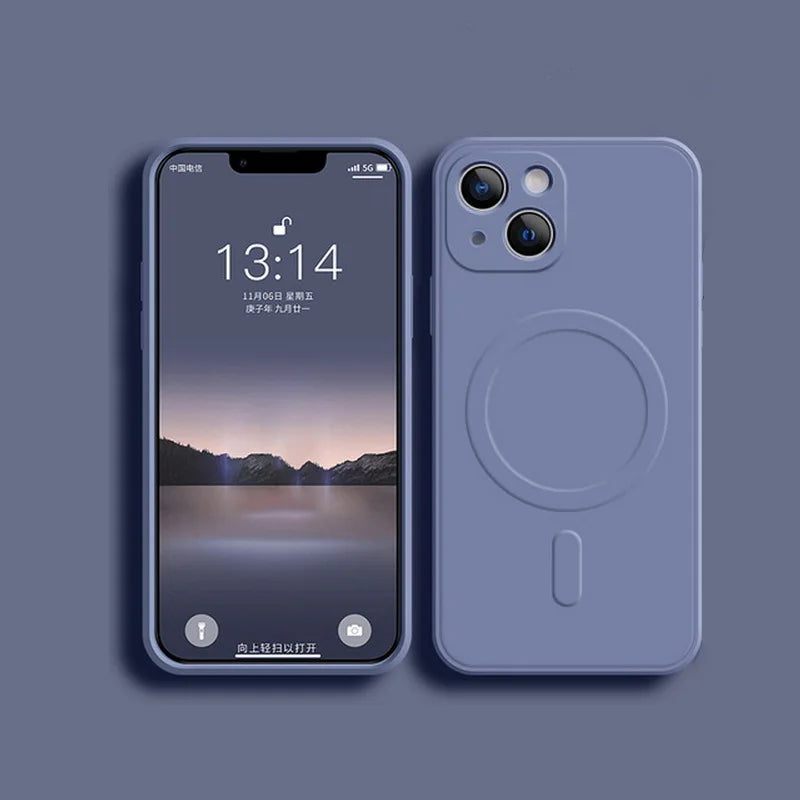 Liquid Silicone Shockproof Case For iPhone 17/ 16/ 15/ 14/ 13/ 12/ 11 Pro Max Plus Phone Magnetic Wireless Charger For Magsafe Cover