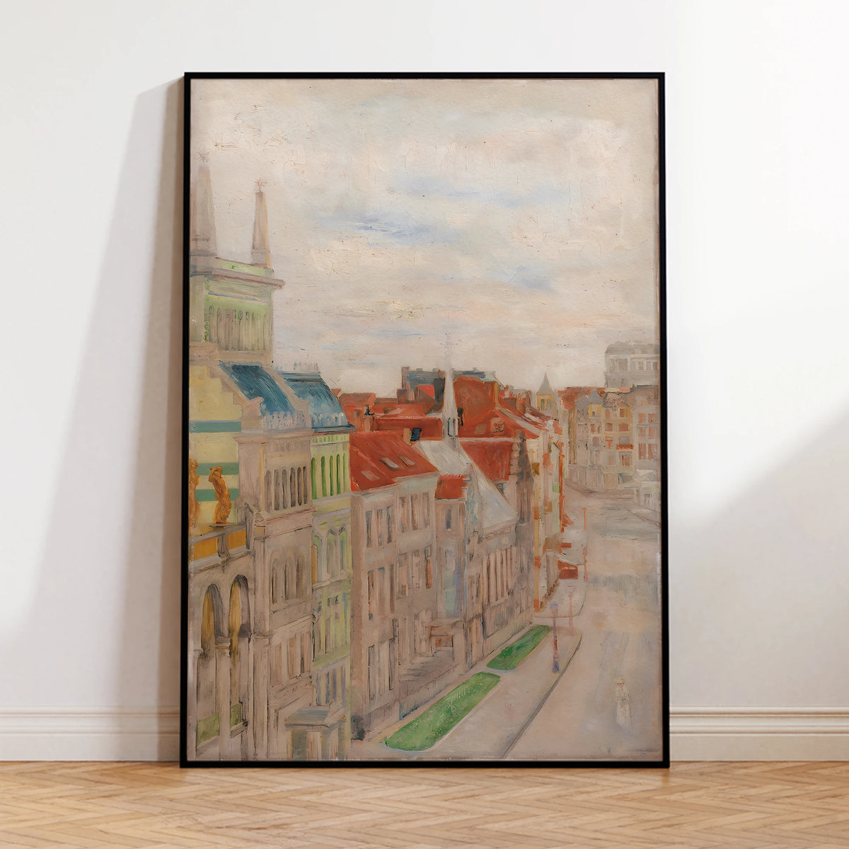 Vintage European Cityscape Wall Art Print – Ostend Theatre Street View