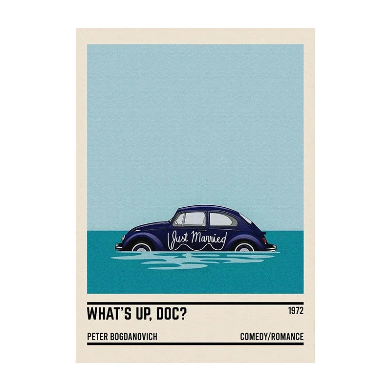 Movie Car Minimalist Poster Wall Art Print | Classic Film Decor