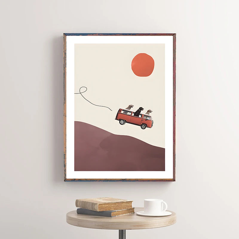 Surrealist Diver Wine Glass Wall Art Poster – Unframed Print