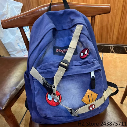 Canvas & Denim Backpack – Large School Bookbag for Men Women