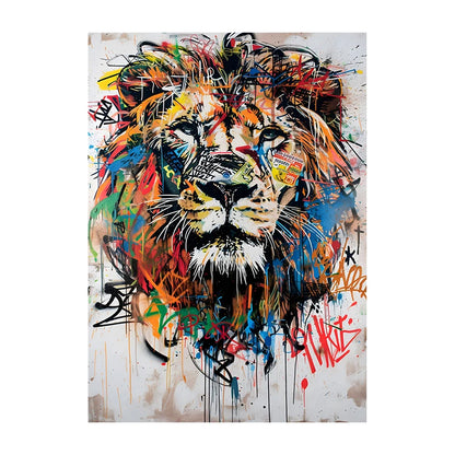 Graffiti Lion Art Poster – Colorful Abstract Canvas Wall Print