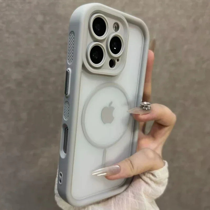 Luxury Matte Magsafe Transparent Case Iphone 17 16 15 14 13 12 Pro Max Funda Plus Air Magnetic