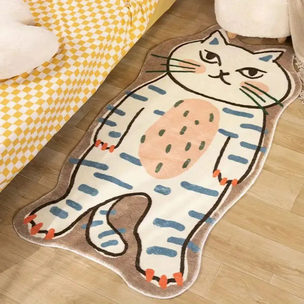 Cat Shaped Bedroom Rug – Cute Cartoon Floor Mat for Kids & Pets