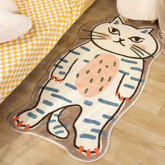 Cat Shaped Bedroom Rug – Cute Cartoon Floor Mat for Kids & Pets