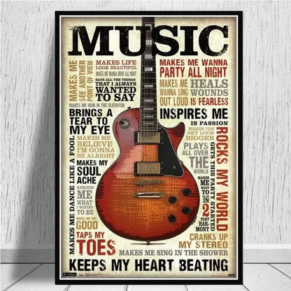 Electric Guitar on Fire Wall Art Print – Music Poster