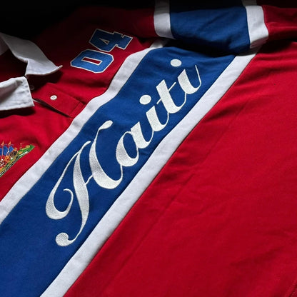 Haiti Rugby Polo Shirt | Striped Contrast Long Sleeve