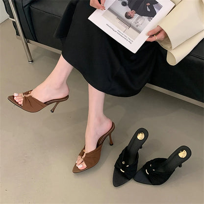 Women's Open Toe Stiletto Heel Slide Mules