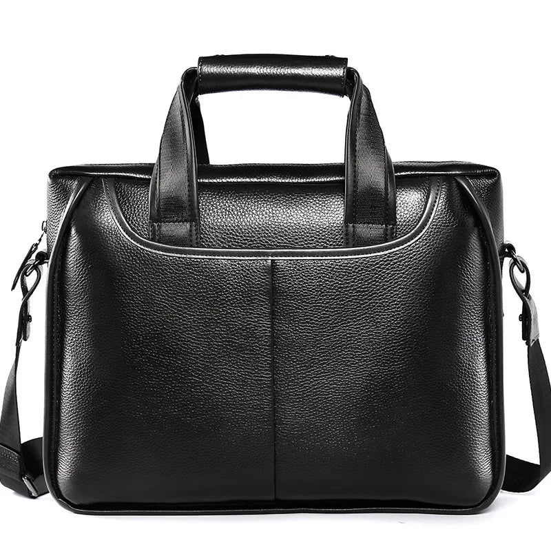 Genuine Leather Men's Briefcase Laptop Shoulder Bag