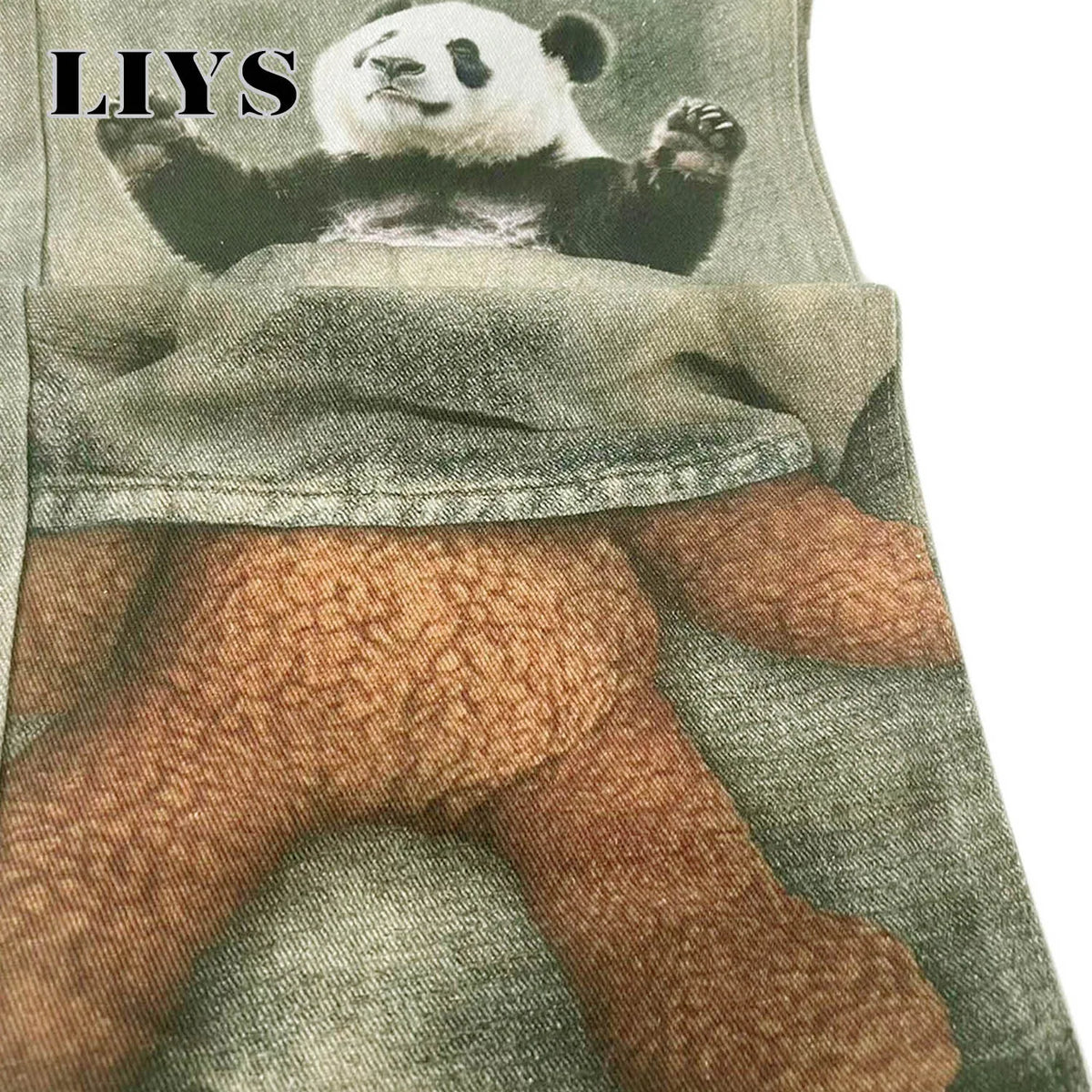 Panda & Teddy Bear Print Wide Leg Jeans – LIYS Streetwear