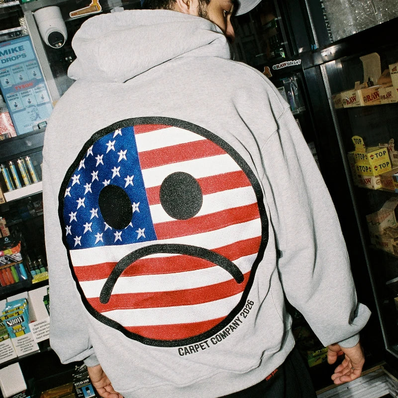 Oversized Sad Face Emoji Hoodie Y2K Harajuku Sweatshirt